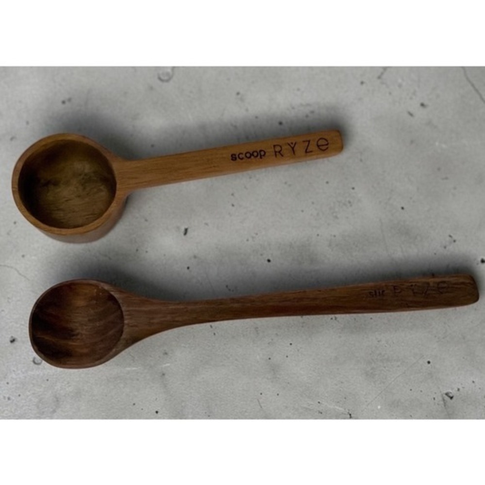 RYZE Superfoods Wooden Measuring Scoop and Stirring Spoon Set 1 Tbsp Utensils